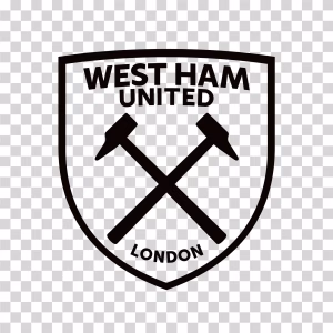 West Ham United Black Logo, English Football Club Emblem, Transparent PNG West Ham United Black Logo PNG Image