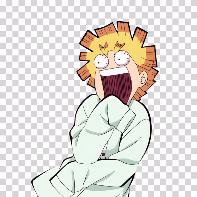 Zenitsu Agatsuma Demon Slayer Character Scared Expression PNG