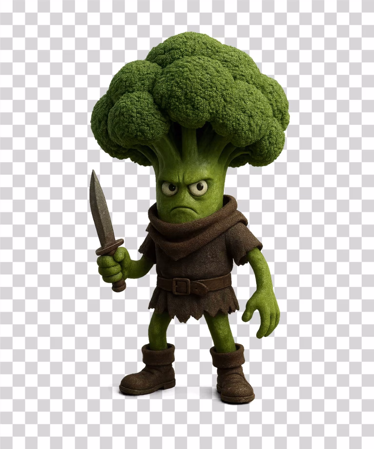 Brainrot Character Broccoli Assassini PNG