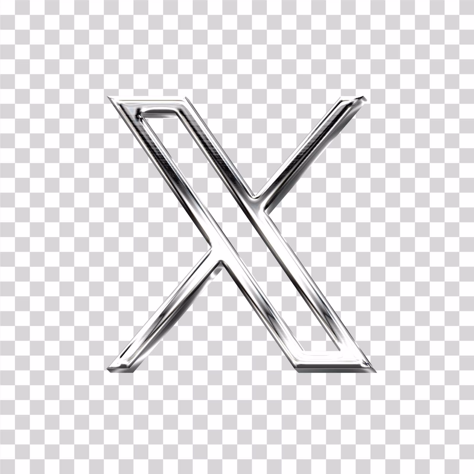 X Logo Metal Effect PNG
