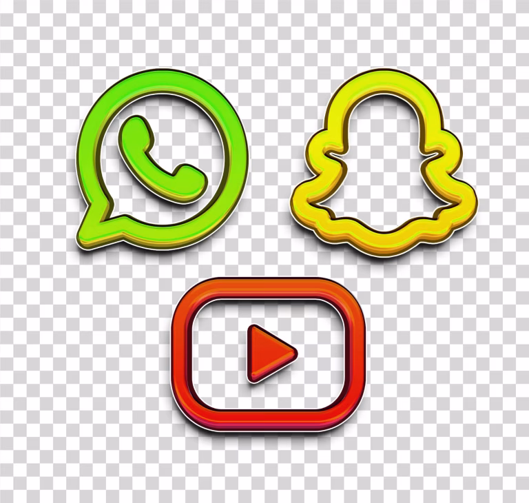 WhatsApp YouTube Snapchat 3D Embossed Glossy PNG Background