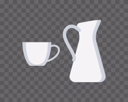 White Cup and White Milk Jug PNG
