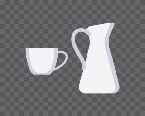 White Cup and White Milk Jug PNG