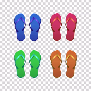 Flip Flops in 4 Colors PNG Image