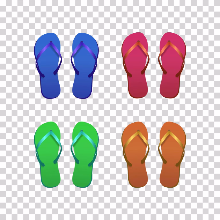 Flip Flops in 4 Colors PNG Image
