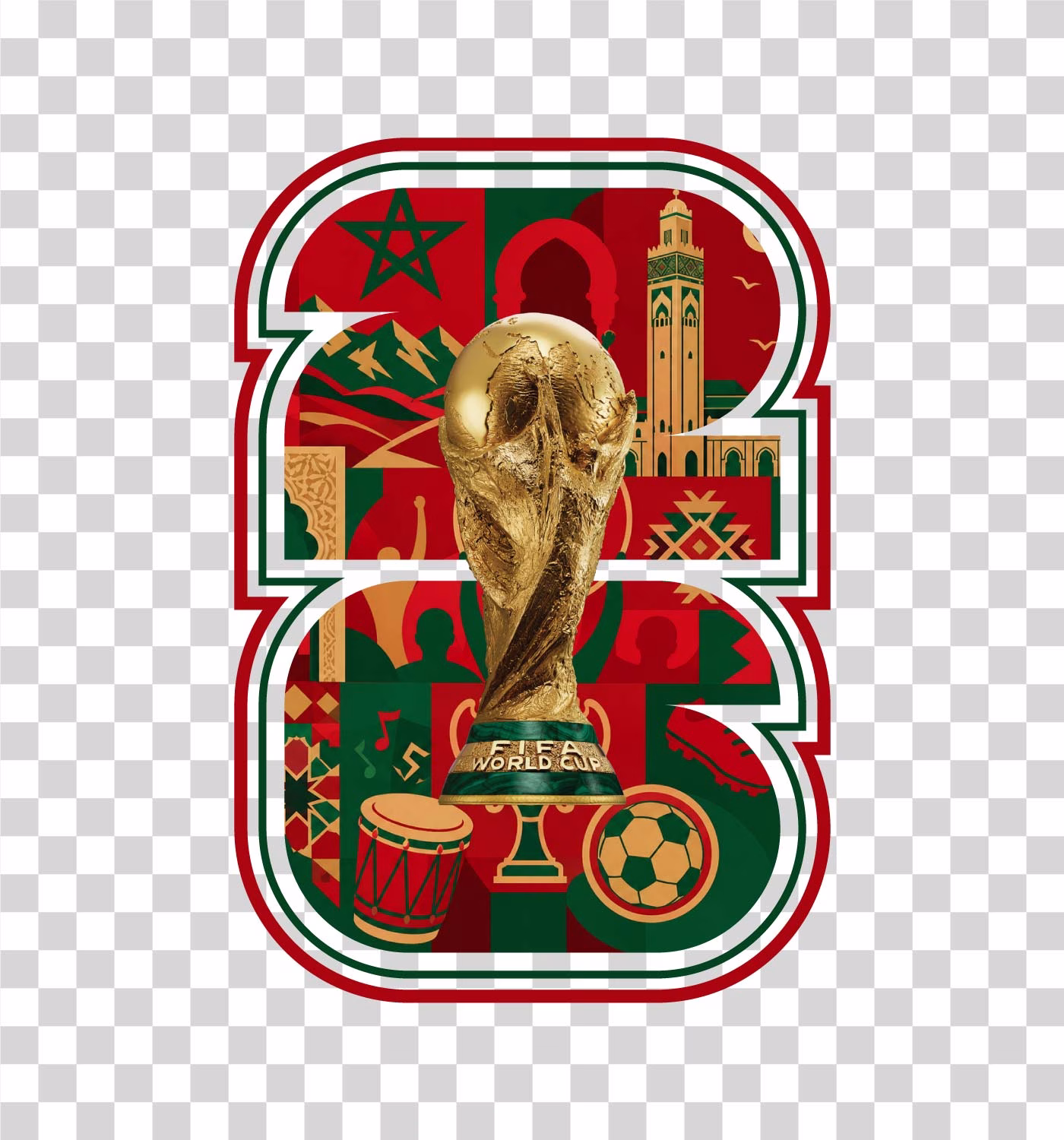 World Cup 2026 Logo Morocco Theme PNG