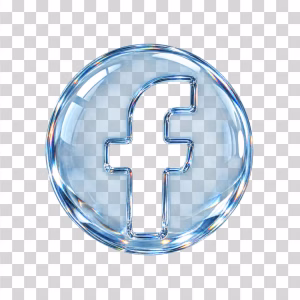 Facebook 3D Glass Logo, Realistic Glass Social Media Icon Facebook 3D Glass Logo Transparent Image