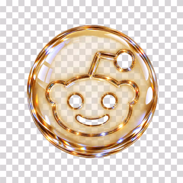 Reddit 3D Glass Logo PNG