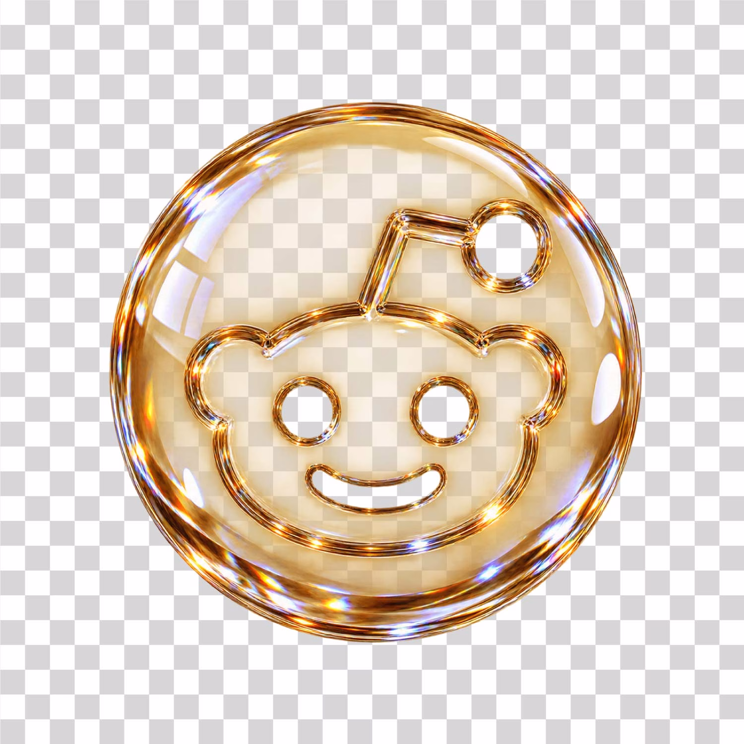 Reddit 3D Glass Logo PNG