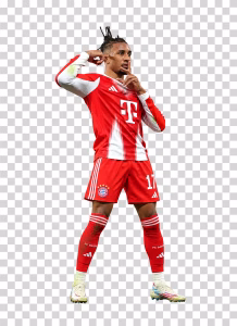 Michael Olise Full Body, Bayern Munich Celebration, French Football Player Michael-Olise-of-Bayern-Munich