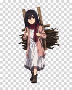 Young Mikasa Ackerman Carrying Firewood, Attack on Titan PNG Young Mikasa Ackerman Carrying Firewood