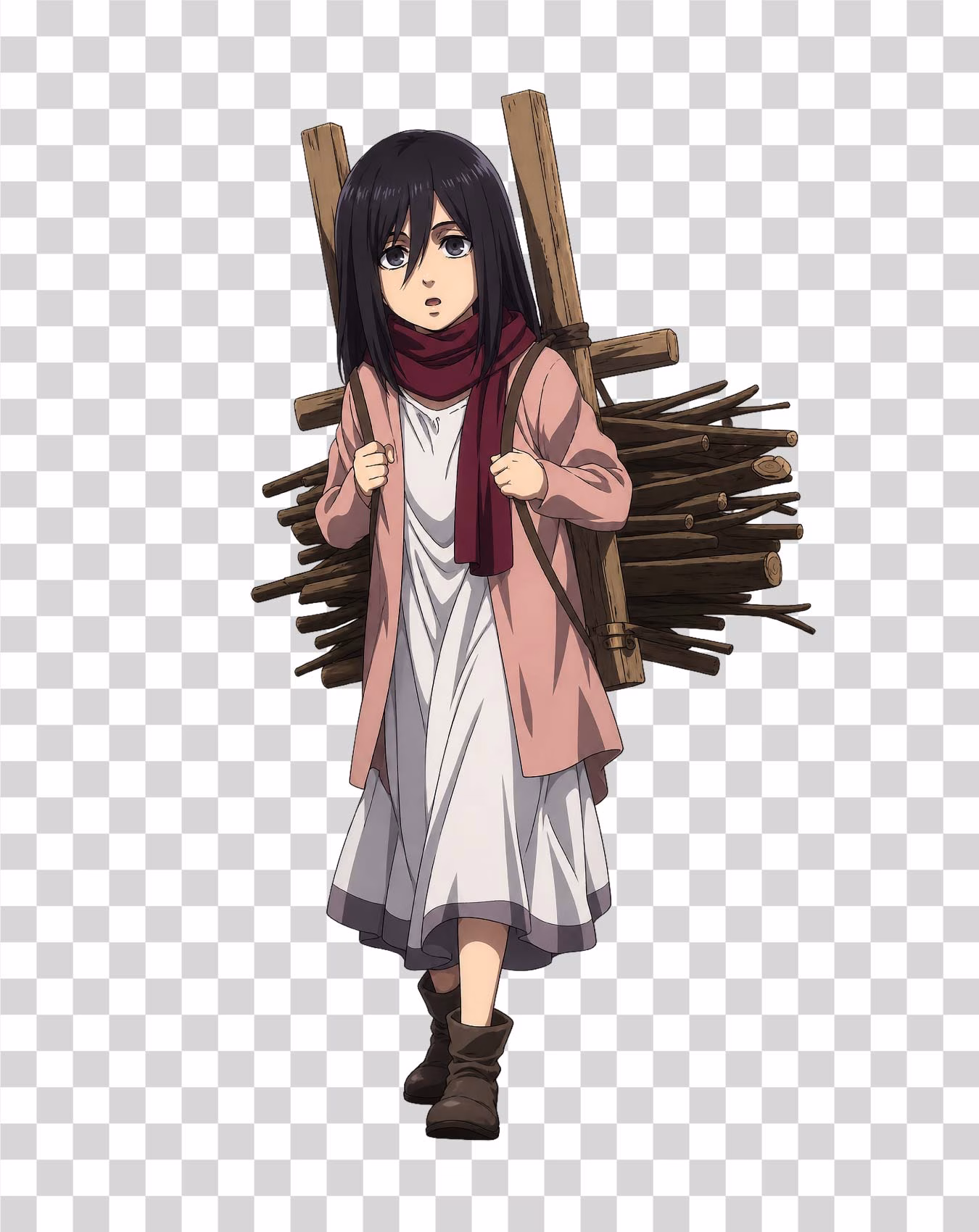 Young Mikasa Ackerman Carrying Firewood