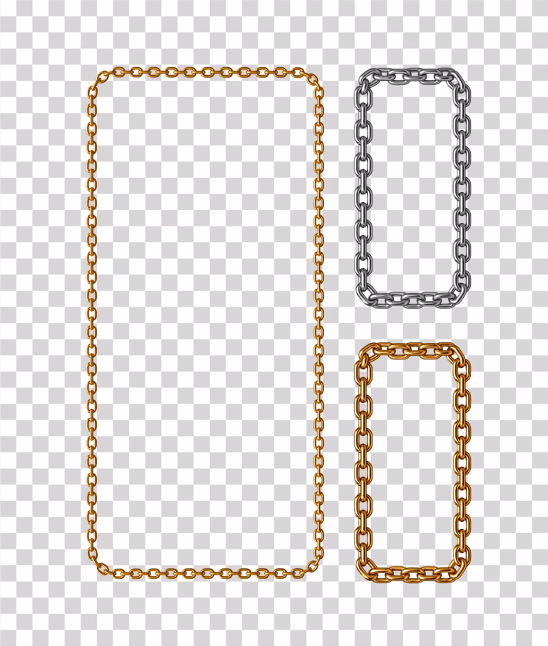 Rectangular Frame with Chain-Link Gold and Silver