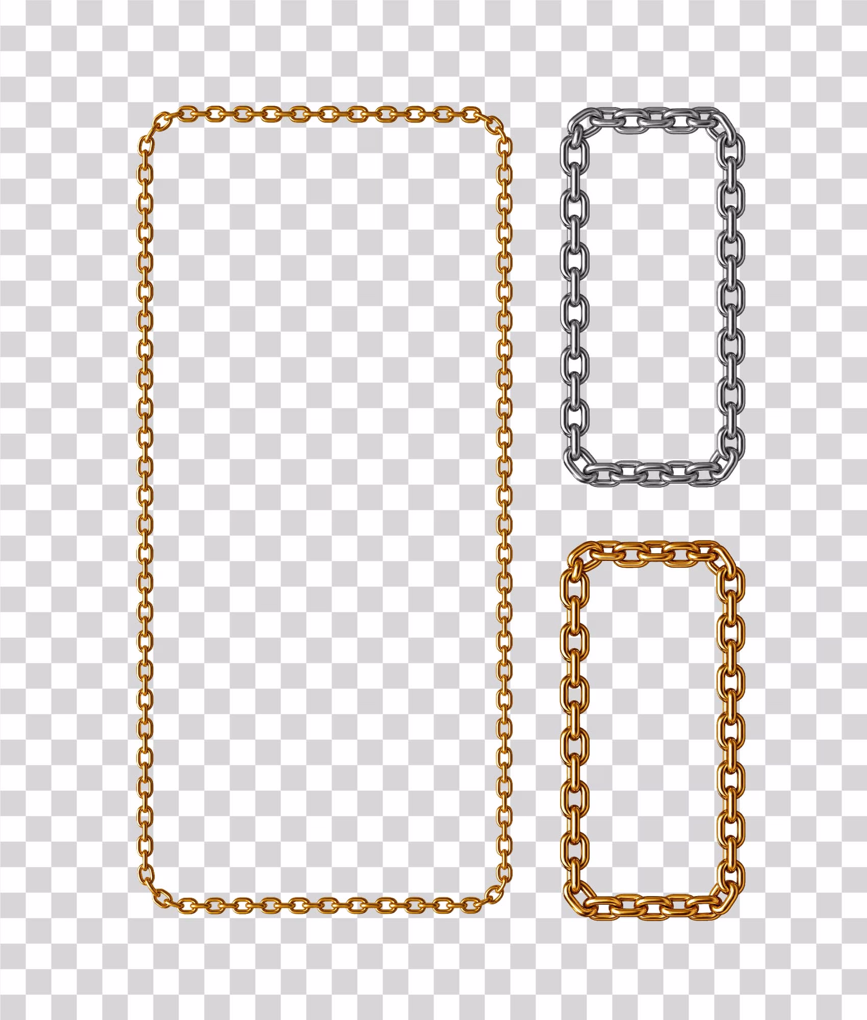 Rectangular Frame with Chain-Link Gold and Silver